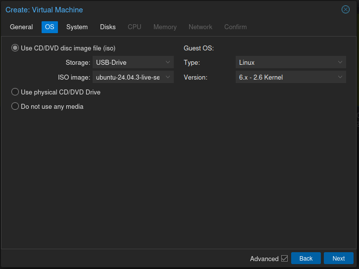 Proxmox Create VM Step 2