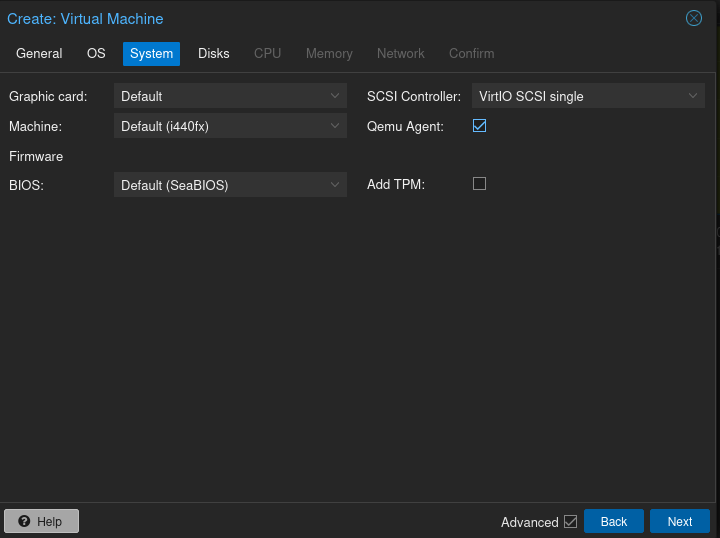 Proxmox Create VM Step 3
